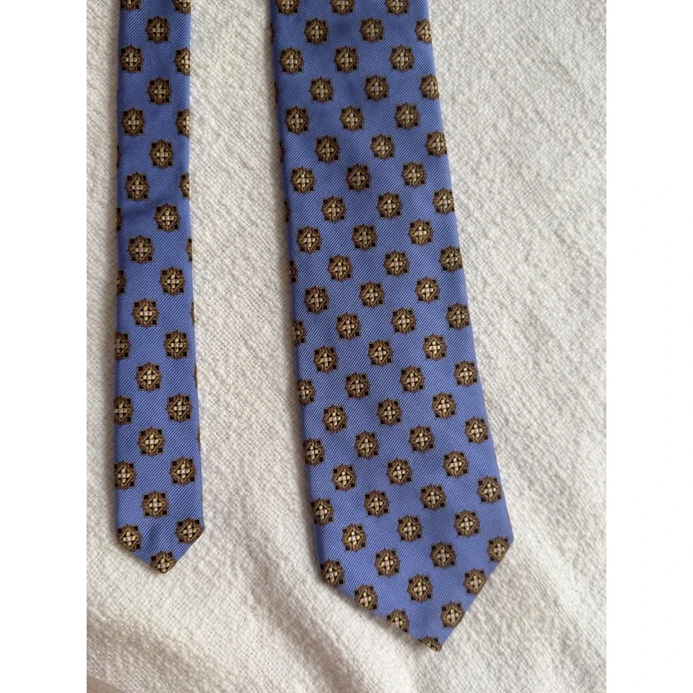 Robert‎ Talbott Blue Yellow Geometric Medallion Neck Tie Business Formal 59.5